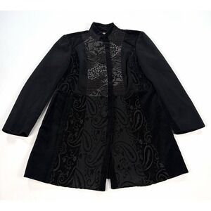 Vintage Chico's Black Velvet Red Paisley Jacket Patchwork Goth Poet Coat Y2K 1 M